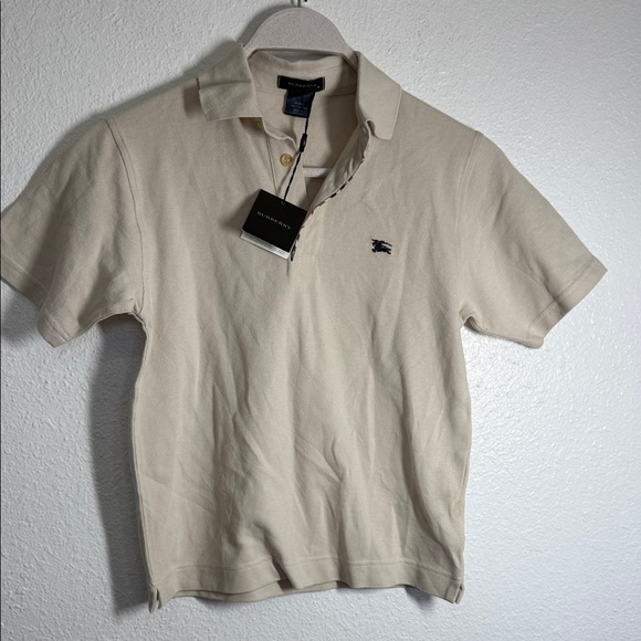 Burberry kids Cream Short-Sleeve Polo with Contrast Logo